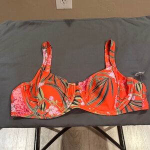 Old Navy Tropical Floral Underwire Bathing Suit Top - Orange and Pink